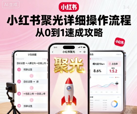 小红书聚光详细操作流程，小红书聚光从0到1速成攻略网络赚钱,项目资源网,副业资源网,兼职项目,网赚课程-副业赚钱-互联网创业-独家轻创IP大圣网创