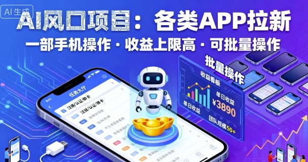 AI风口项目,各类APP拉新,一部手机就可以操作,收益上限高,可批量操作网络赚钱,项目资源网,副业资源网,兼职项目,网赚课程-副业赚钱-互联网创业-独家轻创IP大圣网创