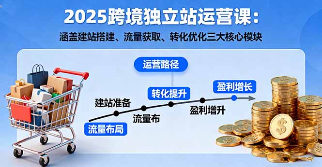 2025跨境独立站运营课：涵盖建站搭建、流量获取、转化优化三大核心模块网络赚钱,项目资源网,副业资源网,兼职项目,网赚课程-副业赚钱-互联网创业-独家轻创IP大圣网创