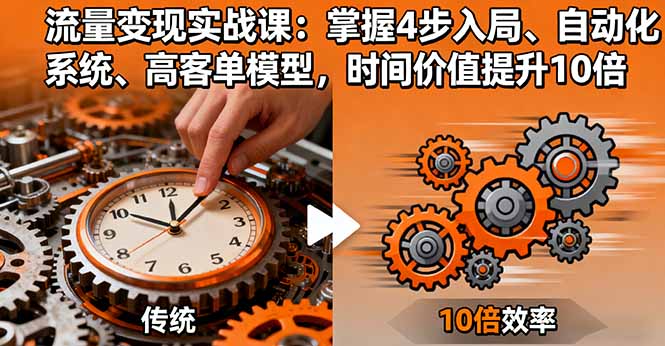 流量变现实战课:掌握4步入局、自动化系统、高客单模型,时间价值提升10倍网络赚钱,项目资源网,副业资源网,兼职项目,网赚课程-副业赚钱-互联网创业-独家轻创IP大圣网创