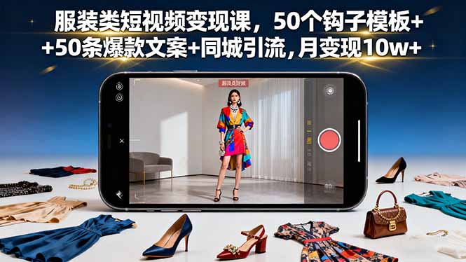 服装类短视频变现课,50个钩子模板+50条爆款文案+同城引流,月变现10w+网络赚钱,项目资源网,副业资源网,兼职项目,网赚课程-副业赚钱-互联网创业-独家轻创IP大圣网创