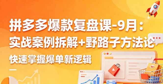 拼多多爆款复盘课-9月:实战案例拆解+野路子方法论,快速掌握爆单新逻辑网络赚钱,项目资源网,副业资源网,兼职项目,网赚课程-副业赚钱-互联网创业-独家轻创IP大圣网创
