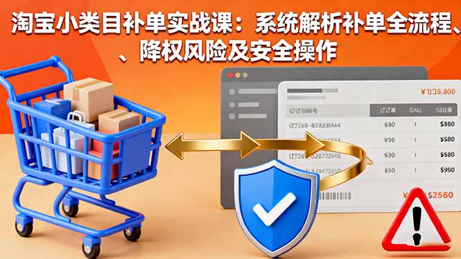 淘宝小类目补单实战课：系统解析补单全流程、降权风险及安全操作网络赚钱,项目资源网,副业资源网,兼职项目,网赚课程-副业赚钱-互联网创业-独家轻创IP大圣网创