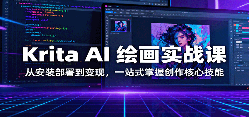 Krita AI 绘画实战课：从安装部署到变现，一站式掌握创作核心技能网络赚钱,项目资源网,副业资源网,兼职项目,网赚课程-副业赚钱-互联网创业-独家轻创IP大圣网创