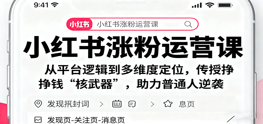 小红书涨粉运营课：从平台逻辑到多维度定位，传授挣钱 “核武器”，助力普通人逆袭网络赚钱,项目资源网,副业资源网,兼职项目,网赚课程-副业赚钱-互联网创业-独家轻创IP大圣网创