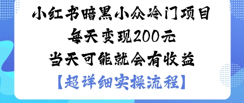 小红书暗黑小众冷门项目每天变现2张当天可能就会有收益网络赚钱,项目资源网,副业资源网,兼职项目,网赚课程-副业赚钱-互联网创业-独家轻创IP大圣网创