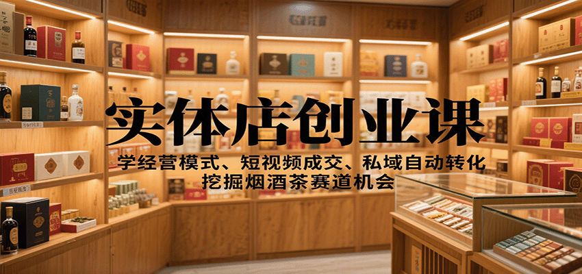 实体店创业课:学经营模式、短视频成交、私域自动转化,挖掘烟酒茶赛道机会网络赚钱,项目资源网,副业资源网,兼职项目,网赚课程-副业赚钱-互联网创业-独家轻创IP大圣网创