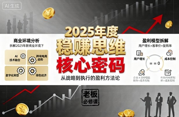 2025年度稳賺思维老板创业营，拆解2025年新商业环境下，企业实现持续盈利的核心密码网络赚钱,项目资源网,副业资源网,兼职项目,网赚课程-副业赚钱-互联网创业-独家轻创IP大圣网创