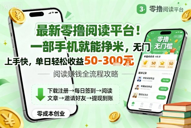 最新零撸阅读平台!一部手机就能挣米,无门槛上手快,单日轻松收益50-3张【揭秘】网络赚钱,项目资源网,副业资源网,兼职项目,网赚课程-副业赚钱-互联网创业-独家轻创IP大圣网创