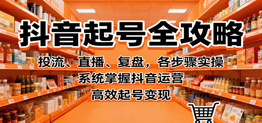 抖音起号全攻略，投流、直播、复盘，各步骤实操，系统掌握抖音运营，高效起号变现网络赚钱,项目资源网,副业资源网,兼职项目,网赚课程-副业赚钱-互联网创业-独家轻创IP大圣网创