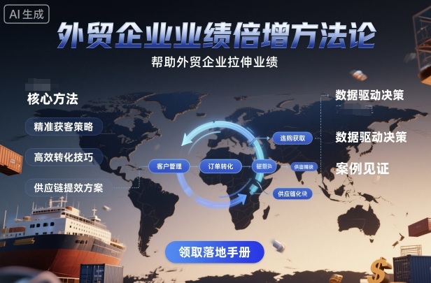 外贸企业业绩倍增方法论,帮助外贸企业拉伸业绩网络赚钱,项目资源网,副业资源网,兼职项目,网赚课程-副业赚钱-互联网创业-独家轻创IP大圣网创