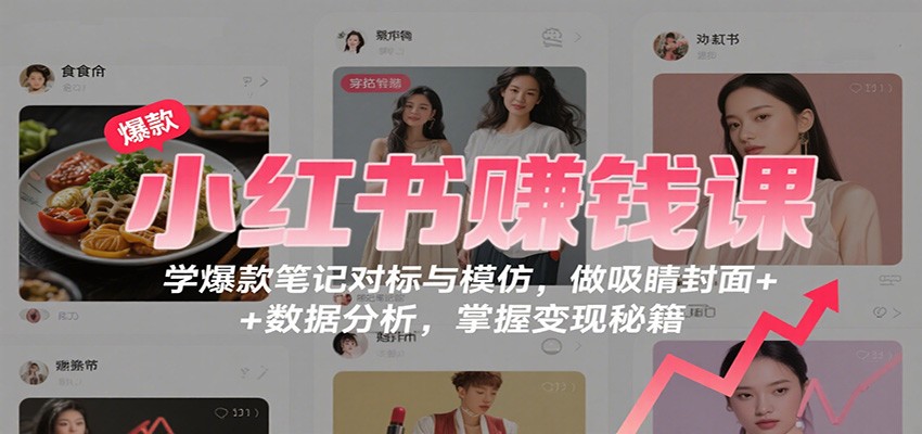 小红书赚钱课：学爆款笔记对标与模仿，做吸睛封面 + 数据分析，掌握变现秘籍网络赚钱,项目资源网,副业资源网,兼职项目,网赚课程-副业赚钱-互联网创业-独家轻创IP大圣网创