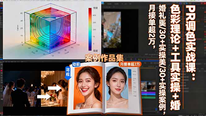 PR调色实战课：色彩理论+工具实操+婚礼医美/30+实操案例，月接单超2万网络赚钱,项目资源网,副业资源网,兼职项目,网赚课程-副业赚钱-互联网创业-独家轻创IP大圣网创
