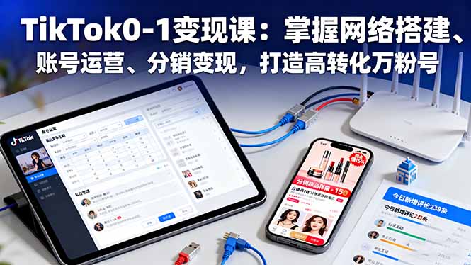 TikTok0-1变现课:掌握网络搭建、账号运营、分销变现,打造高转化万粉号网络赚钱,项目资源网,副业资源网,兼职项目,网赚课程-副业赚钱-互联网创业-独家轻创IP大圣网创