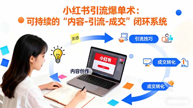 小红书引流爆单术：构建一套低成本 可持续的“内容-引流-成交”闭环系统网络赚钱,项目资源网,副业资源网,兼职项目,网赚课程-副业赚钱-互联网创业-独家轻创IP大圣网创