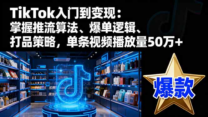 TikTok入门到变现:掌握推流算法、爆单逻辑、打品策略,单条视频播放量50w网络赚钱,项目资源网,副业资源网,兼职项目,网赚课程-副业赚钱-互联网创业-独家轻创IP大圣网创