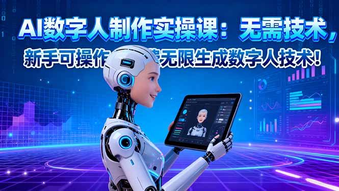 AI数字人制作实操课:无需技术,新手可操作,免费无限生成数字人技术!网络赚钱,项目资源网,副业资源网,兼职项目,网赚课程-副业赚钱-互联网创业-独家轻创IP大圣网创
