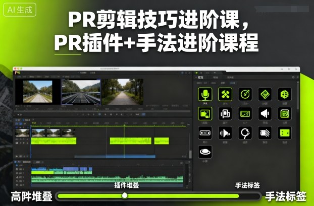 PR剪辑技巧进阶课，PR插件+手法进阶课程网络赚钱,项目资源网,副业资源网,兼职项目,网赚课程-副业赚钱-互联网创业-独家轻创IP大圣网创