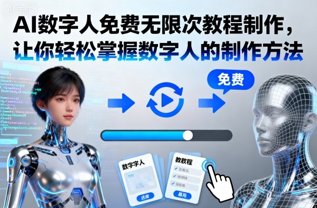 AI数字人免费无限次教程制作,让你轻松掌握数字人的制作方法网络赚钱,项目资源网,副业资源网,兼职项目,网赚课程-副业赚钱-互联网创业-独家轻创IP大圣网创
