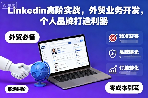 Linkedin高阶实战,外贸业务开发,个人品牌打造利器网络赚钱,项目资源网,副业资源网,兼职项目,网赚课程-副业赚钱-互联网创业-独家轻创IP大圣网创