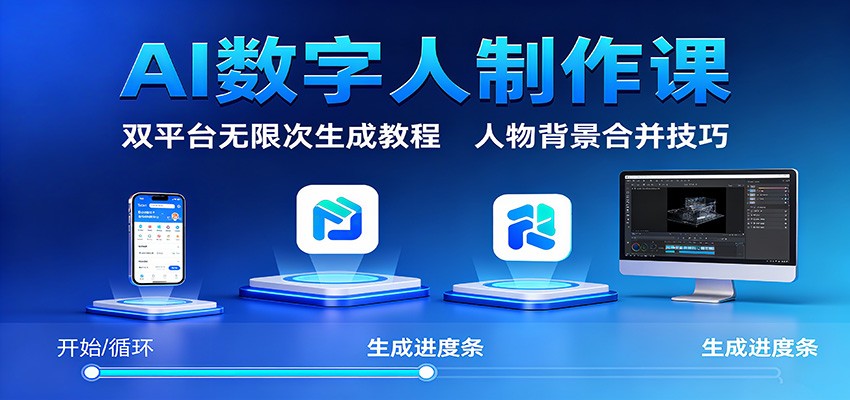 AI数字人制作课:双平台无限次生成教程,人物背景合并技巧网络赚钱,项目资源网,副业资源网,兼职项目,网赚课程-副业赚钱-互联网创业-独家轻创IP大圣网创