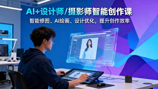 AI+设计师/摄影师智能创作课:智能修图、AI绘画、设计优化,提升创作效率网络赚钱,项目资源网,副业资源网,兼职项目,网赚课程-副业赚钱-互联网创业-独家轻创IP大圣网创
