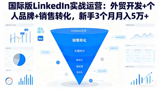 国际版LinkedIn实战运营：外贸开发+个人品牌+销售转化，新手3个月月入5万+网络赚钱,项目资源网,副业资源网,兼职项目,网赚课程-副业赚钱-互联网创业-独家轻创IP大圣网创