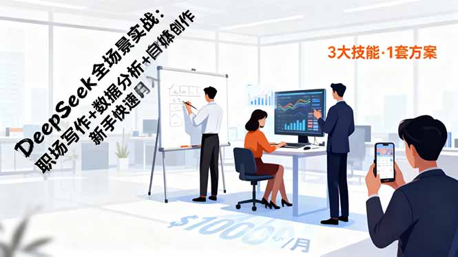 DeepSeek全场景实战:职场写作+数据分析+自媒体创作,新手快速月入过万网络赚钱,项目资源网,副业资源网,兼职项目,网赚课程-副业赚钱-互联网创业-独家轻创IP大圣网创
