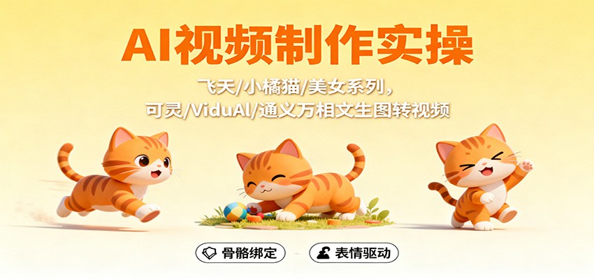AI视频制作实操,飞天/小橘猫/美女系列,可灵/ViduAl/通义万相文生图转视频网络赚钱,项目资源网,副业资源网,兼职项目,网赚课程-副业赚钱-互联网创业-独家轻创IP大圣网创
