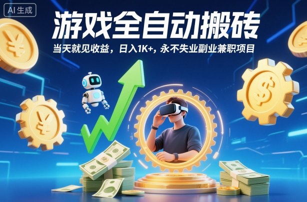 游戏全自动搬砖,当天就见收益,日入1K+,永不失业副业兼职项目【揭秘】网络赚钱,项目资源网,副业资源网,兼职项目,网赚课程-副业赚钱-互联网创业-独家轻创IP大圣网创