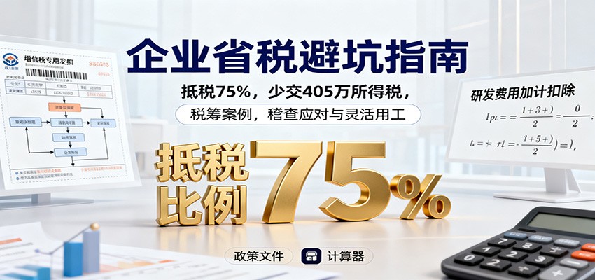 企业省税避坑指南:抵税75%,少交405万所得税,税筹案例,稽查应对与灵活用工网络赚钱,项目资源网,副业资源网,兼职项目,网赚课程-副业赚钱-互联网创业-独家轻创IP大圣网创