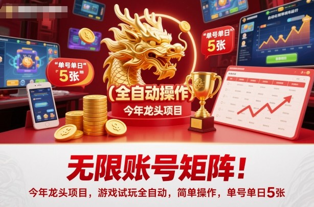 无限账号矩阵!今年龙头项目,游戏试玩全自动,简单操作,单号单日5张【揭秘】网络赚钱,项目资源网,副业资源网,兼职项目,网赚课程-副业赚钱-互联网创业-独家轻创IP大圣网创