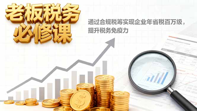 老板税务必修课,通过合规税筹实现企业年省税百万级,提升税务免疫力网络赚钱,项目资源网,副业资源网,兼职项目,网赚课程-副业赚钱-互联网创业-独家轻创IP大圣网创