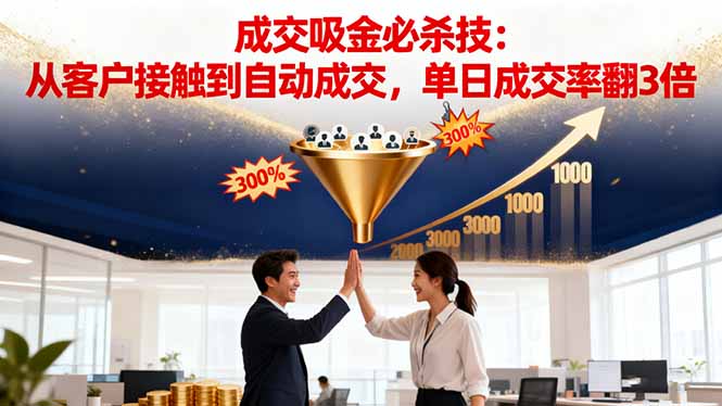 吸金成交营销必杀技:从客户接触到自动成交,单日成交率翻3倍网络赚钱,项目资源网,副业资源网,兼职项目,网赚课程-副业赚钱-互联网创业-独家轻创IP大圣网创