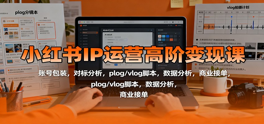 小红书IP运营高阶变现课:账号包装,对标分析,plog/vlog脚本,数据分析,商业接单网络赚钱,项目资源网,副业资源网,兼职项目,网赚课程-副业赚钱-互联网创业-独家轻创IP大圣网创