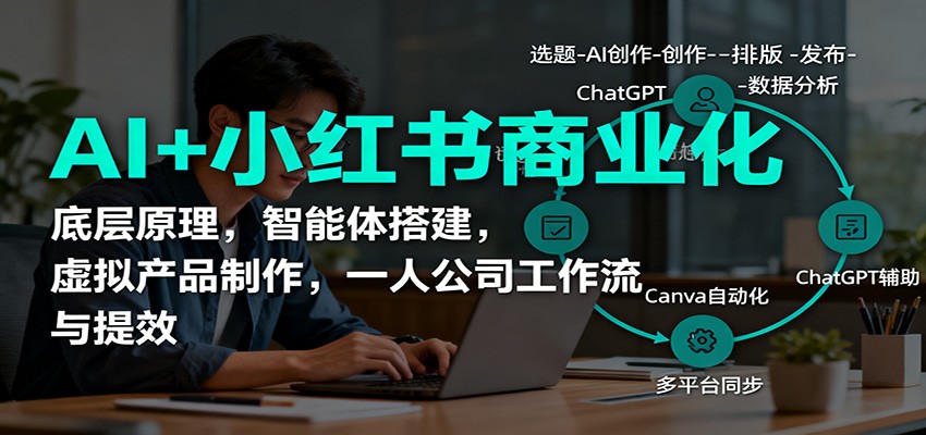AI+小红书商业化,底层原理,智能体搭建,虚拟产品制作,一人公司工作流与提效网络赚钱,项目资源网,副业资源网,兼职项目,网赚课程-副业赚钱-互联网创业-独家轻创IP大圣网创