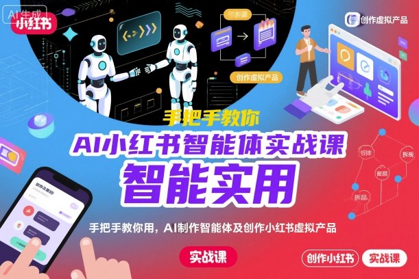 AI小红书智能体实战课,手把手教你用AI制作智能体及创作小红书虚拟产品,提效+内容商业化网络赚钱,项目资源网,副业资源网,兼职项目,网赚课程-副业赚钱-互联网创业-独家轻创IP大圣网创