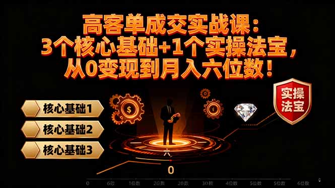 高 客单成交实战课:3个核心基础+1个实操法宝,从0变现到月入六位数!网络赚钱,项目资源网,副业资源网,兼职项目,网赚课程-副业赚钱-互联网创业-独家轻创IP大圣网创