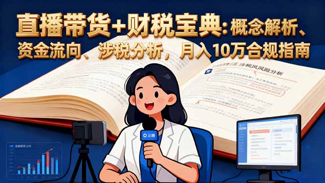 直播带货+财税宝典:概念解析、资金流向、涉税分析,月入10万合规指南网络赚钱,项目资源网,副业资源网,兼职项目,网赚课程-副业赚钱-互联网创业-独家轻创IP大圣网创