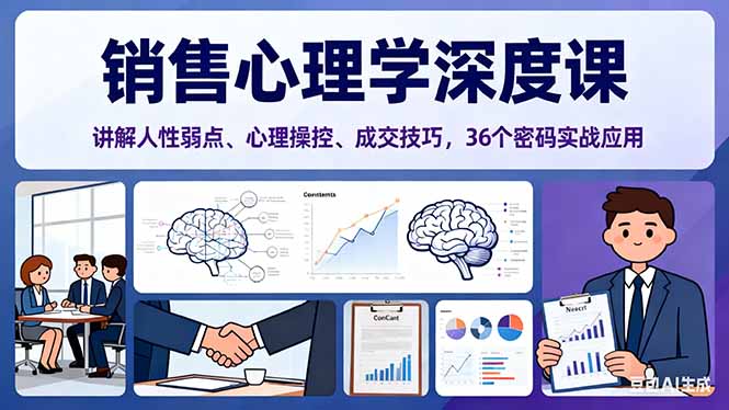 销售心理学深度课,讲解人性弱点、心理操控、成交技巧,36个密码实战应用网络赚钱,项目资源网,副业资源网,兼职项目,网赚课程-副业赚钱-互联网创业-独家轻创IP大圣网创