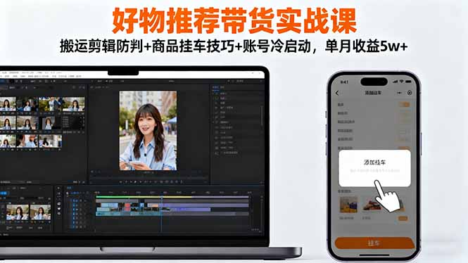 好物推荐带货实战课:搬运剪辑防判+商品挂车技巧+账号冷启动,单月收益5w+网络赚钱,项目资源网,副业资源网,兼职项目,网赚课程-副业赚钱-互联网创业-独家轻创IP大圣网创