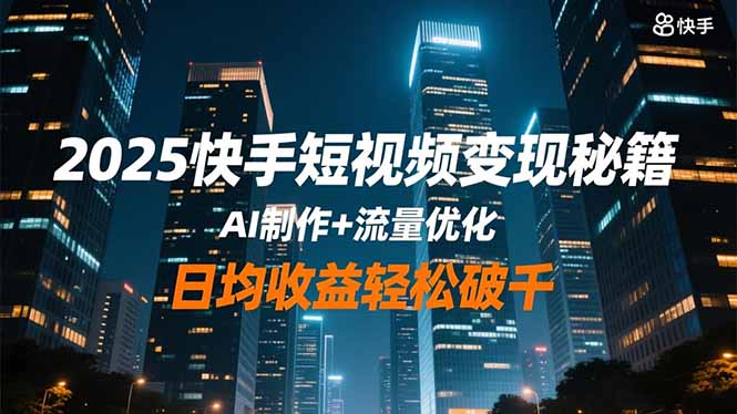 2025快手短视频变现秘籍，AI制作+流量优化，日均收益轻松破千网络赚钱,项目资源网,副业资源网,兼职项目,网赚课程-副业赚钱-互联网创业-独家轻创IP大圣网创