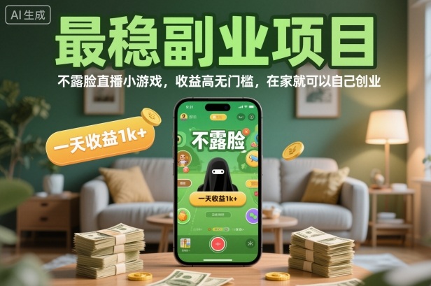最稳副业项目,不露脸直播小游戏,收益高无门槛,一天收益1k+,在家就可以自己创业【揭秘】网络赚钱,项目资源网,副业资源网,兼职项目,网赚课程-副业赚钱-互联网创业-独家轻创IP大圣网创