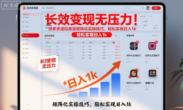 长效变现无压力！拼多多虚拟类目矩阵化实操技巧，轻松实现日入1k【揭秘】网络赚钱,项目资源网,副业资源网,兼职项目,网赚课程-副业赚钱-互联网创业-独家轻创IP大圣网创