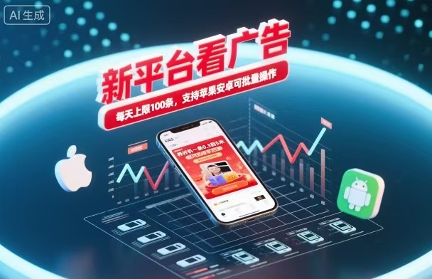 新台看广告,养好机一条5毛到5块,单机日入30到100,支持苹果安卓,可批量操作。网络赚钱,项目资源网,副业资源网,兼职项目,网赚课程-副业赚钱-互联网创业-独家轻创IP大圣网创