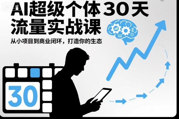 AI超级个体30天流量实战课,从小项目到商业闭环,打造你的生态网络赚钱,项目资源网,副业资源网,兼职项目,网赚课程-副业赚钱-互联网创业-独家轻创IP大圣网创