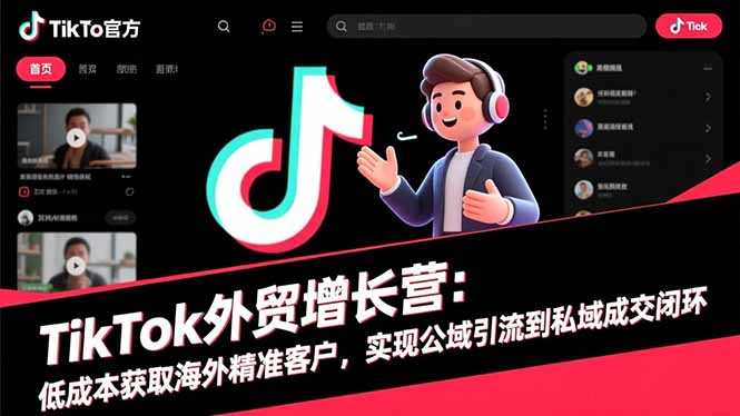 TikTok外贸增长营：低成本获取海外精准客户，实现公域引流到私域成交闭环网络赚钱,项目资源网,副业资源网,兼职项目,网赚课程-副业赚钱-互联网创业-独家轻创IP大圣网创