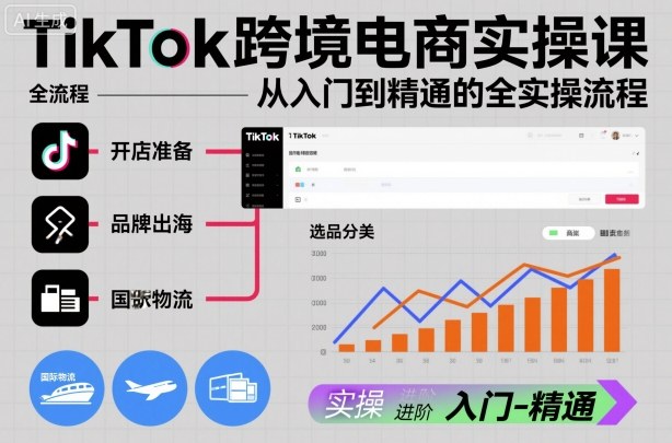 TikTok跨境电商实操课,从入门到精通的全实操流程网络赚钱,项目资源网,副业资源网,兼职项目,网赚课程-副业赚钱-互联网创业-独家轻创IP大圣网创