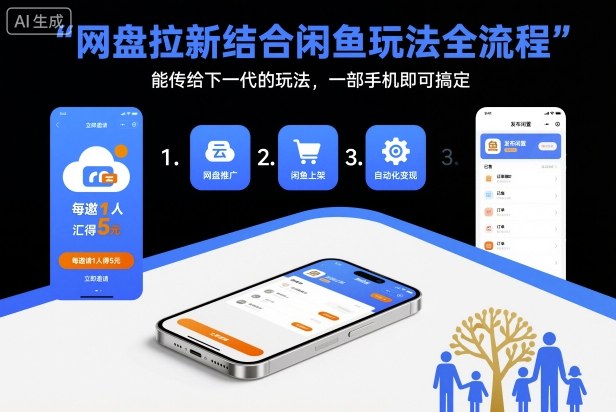 网盘拉新结合闲鱼玩法全流程,能传给下一代的玩法,一部手机即可搞定(附入口渠道以及实操教程)网络赚钱,项目资源网,副业资源网,兼职项目,网赚课程-副业赚钱-互联网创业-独家轻创IP大圣网创