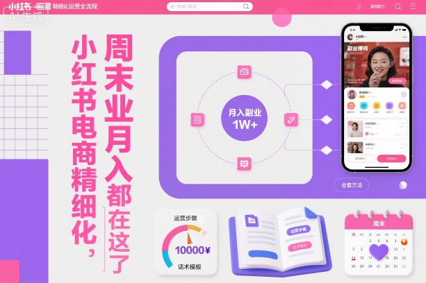 小红书电商精细化运营全流程,周末副业月入1W+,全套方法都在这了